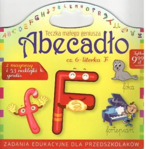 Teczka małego geniusza. Abecadło cz.6- literka F (2 magnesy i 53 naklejki gratis)