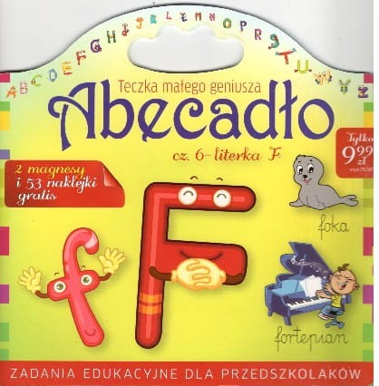 Teczka małego geniusza. Abecadło cz.6- literka F (2 magnesy i 53 naklejki gratis)