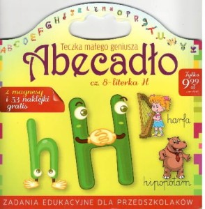 Teczka małego geniusza. Abecadło cz.8- literka H (2 magnesy i 53 naklejki gratis)