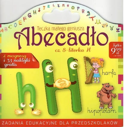 Teczka małego geniusza. Abecadło cz.8- literka H (2 magnesy i 53 naklejki gratis)