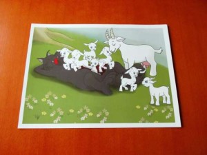 Kamishibai karty z bajką O wilku i 7 koźlątkach A3