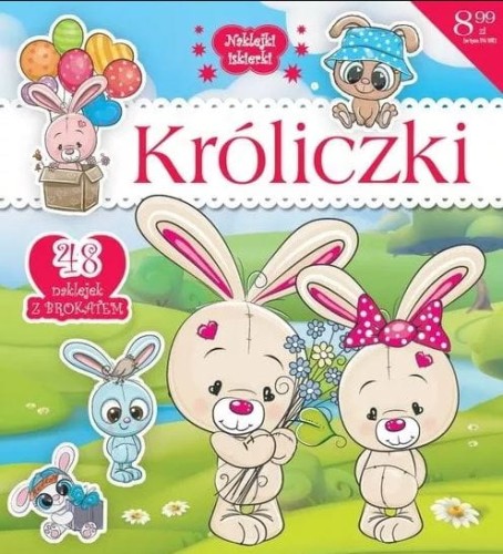 Naklejki iskierki. Króliczki (48 naklejek z brokatem)