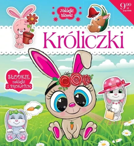Naklejki iskierki. Króliczki (48 naklejek z brokatem)