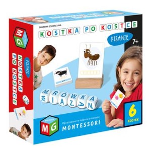 Montessori zabawka edukacyjna. Kostka po kostce Pisanie 6 kostek