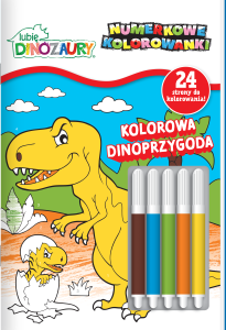 Lubię dinozaury. Numerkowe kolorowanki 3. Kolorowa Dinoprzygoda  (+ flamastry)