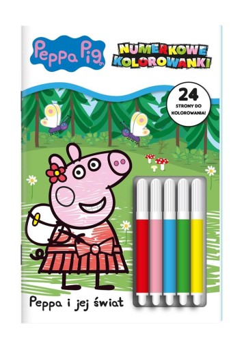 Peppa Pig. Numerkowe kolorowanki. Peppa i jej świat  (+ flamastry)