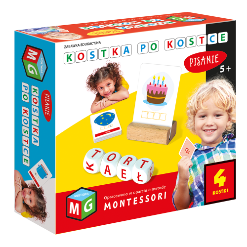 Montessori zabawka edukacyjna. Kostka po kostce Pisanie 4 kostek