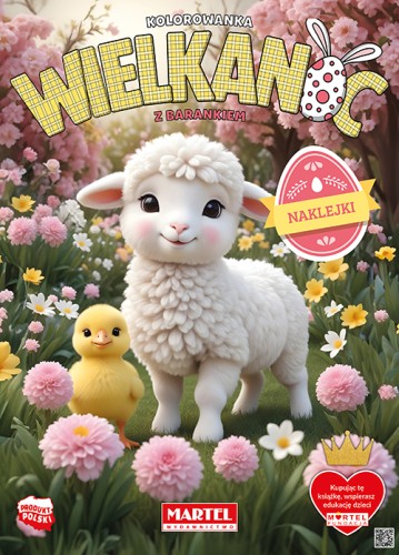 Kolorowanka Wielkanoc z barankiem (+ naklejki)