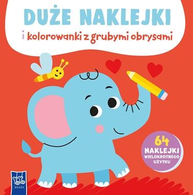 Duże naklejki i kolorowanki z grubymi obrysami. Słoń (64 naklejki)