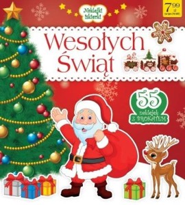 Naklejki iskierki. Wesołych Świąt (55 naklejek z brokatem) czerwona okładka.