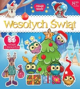 Naklejki iskierki. Wesołych Świąt (55 naklejek z brokatem) niebieska okładka.
