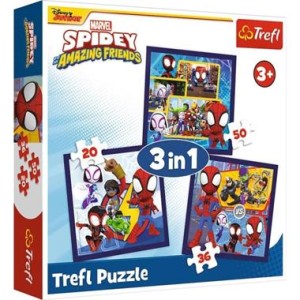 PUZZLE 3w1 Pająki i dinozaury TREFL